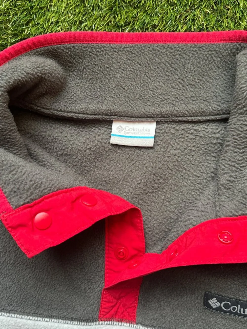 Columbia Fleece Pullover Size XL Quarter Snap Sweater Gray Two Tone